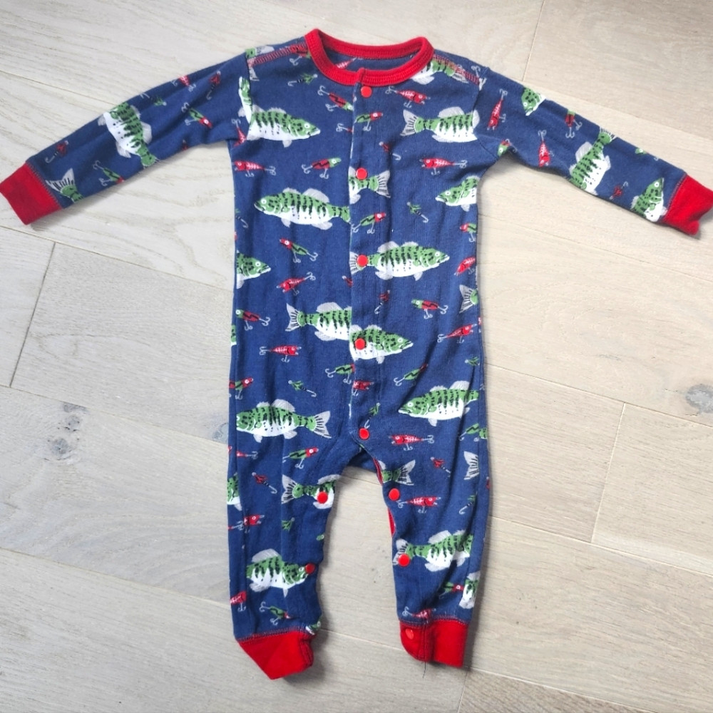 Little Blue House Fish Pattern 6-12 Months